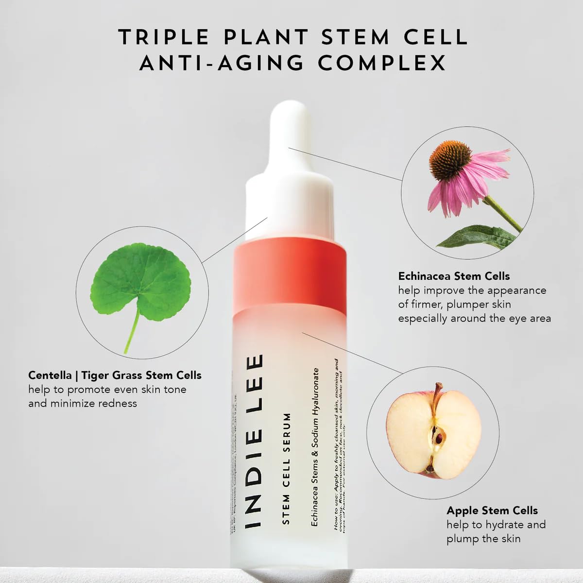 Indie Lee Stem Cell Serum - Rejuvenating Botanicals for Face with Bamboo Extract + Hyaluronic Acid to Combat Visible Signs of Aging, Hydrate +