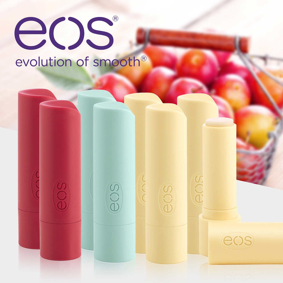 EOS Evolution of Smooth Organic Lip Balm Care Collection, 9 Pack - Vanilla Bean, Sweet Mint, Pomegranate Raspberry - Moisturizing Beauty & Personal Care eos