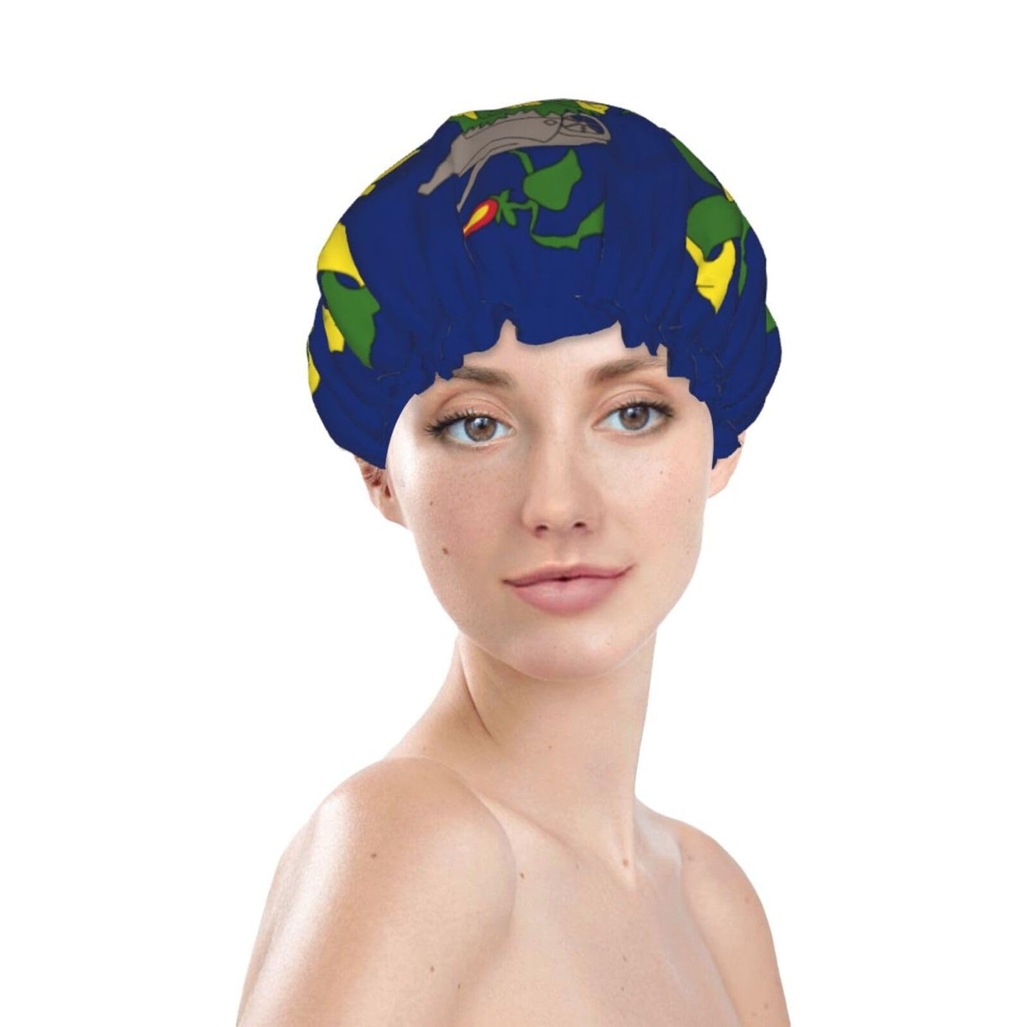 Pitcairn Islands Flag Prints Shower Cap Double Layer Lined Waterproof Bathing Shower Hat Beauty and Personal Care Hayyett