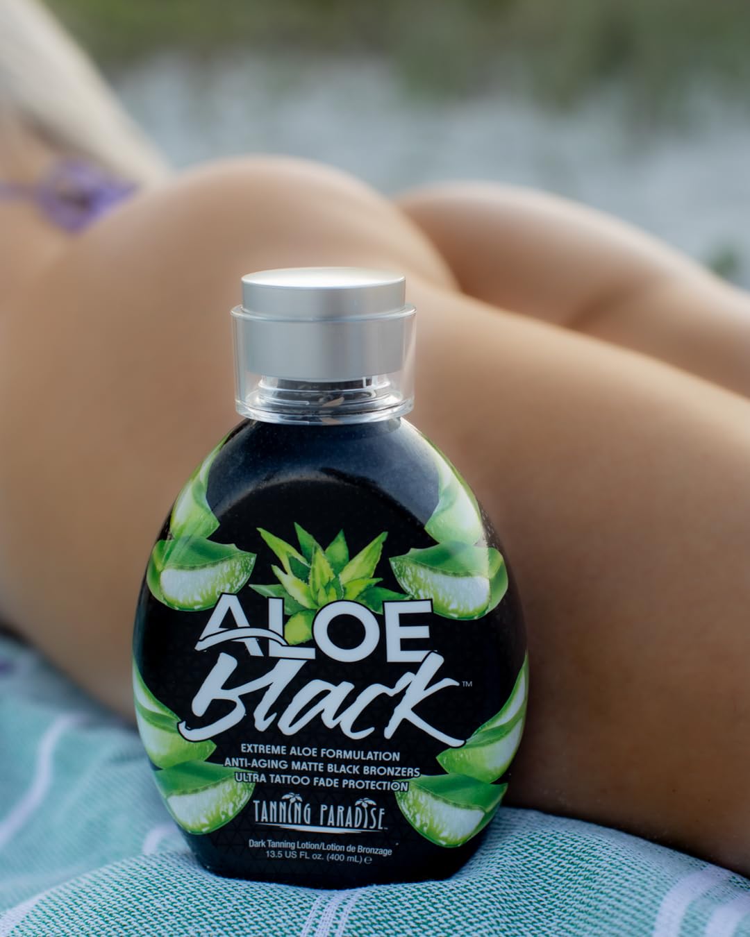 Tanning Paradise Aloe Black Lotion - Anti-Aging Matte Black Bronzer, Anti-Orange, Tattoo & Color Fade Protection, Deep Hydration, Matte Blackest Beauty & Personal Care TANNING PARADISE