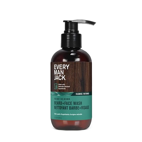 Every Man Jack Beard + Face Wash - Subtle Sea Salt Fragrance - Deep Cleans, Conditions, and Softens Your Beard and Skin Underneath - Naturally Derived Beauty & Personal Care Every Man Jack