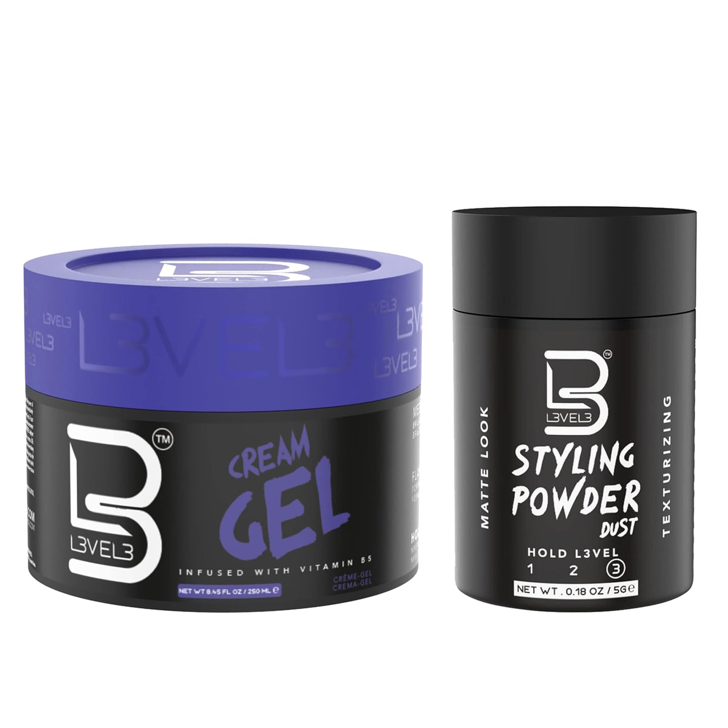 L3 Level 3 Cream Gel - Provides Volume and Medium Hold - With Vitamins to Nourish and Protect Hair Level Three Mens Hair Styling Cream (Sample Powder Beauty & Personal Care L3
