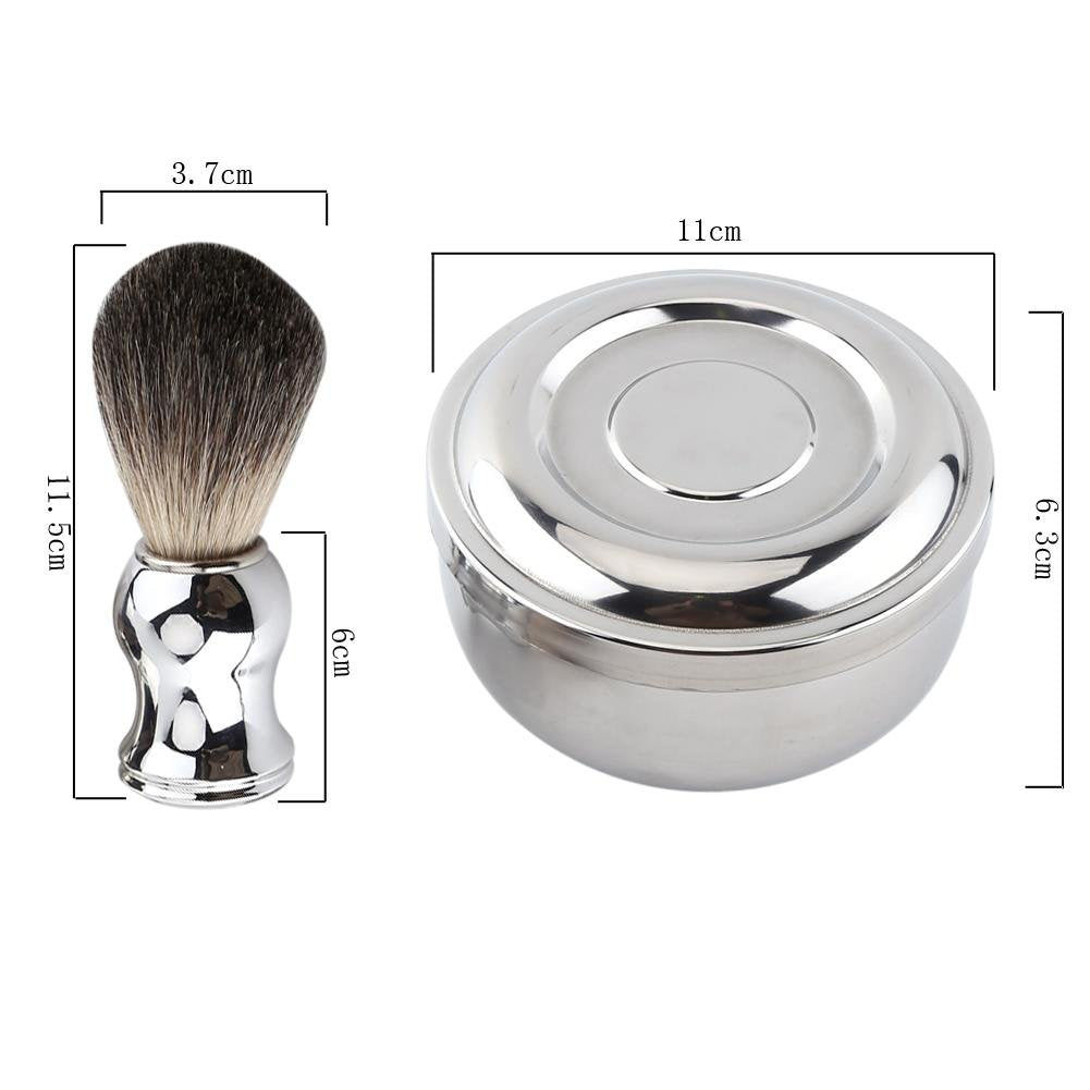 Qkiss Men's Shaving Set with Alloy Soap Mug Bowl & Lid, Silver Handle Faux Hair Brush, Professional Grooming Kit for Men's Daily Shaving Routine Beauty and Personal Care Qkiss
