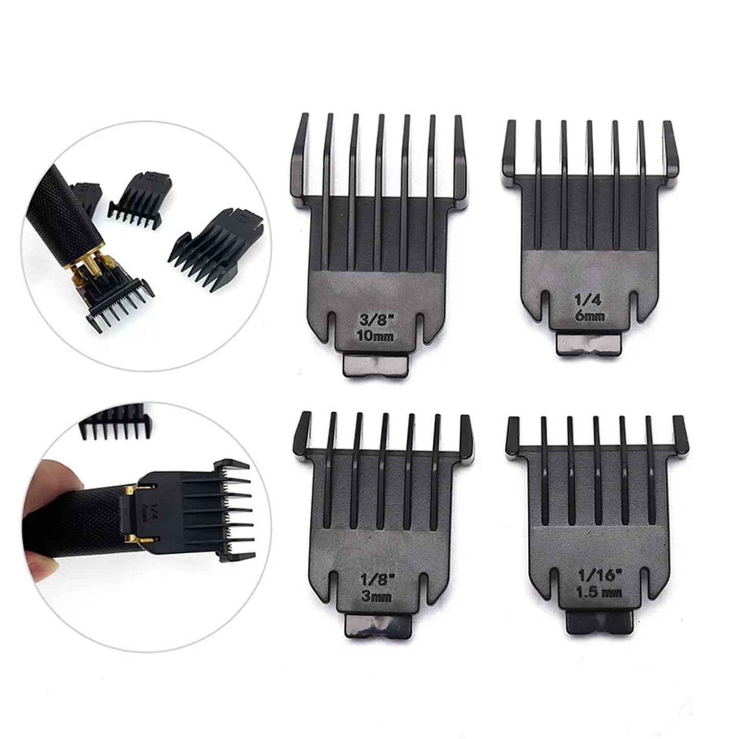 4PCS T9 Universal Hair Clipper Limit Comb Guide Sets 1.5mm/3mm/6mm/10mm Limit Calipers Trimmer Guards Hairdressing Tools Beauty and Personal Care ZGHQHCDRH