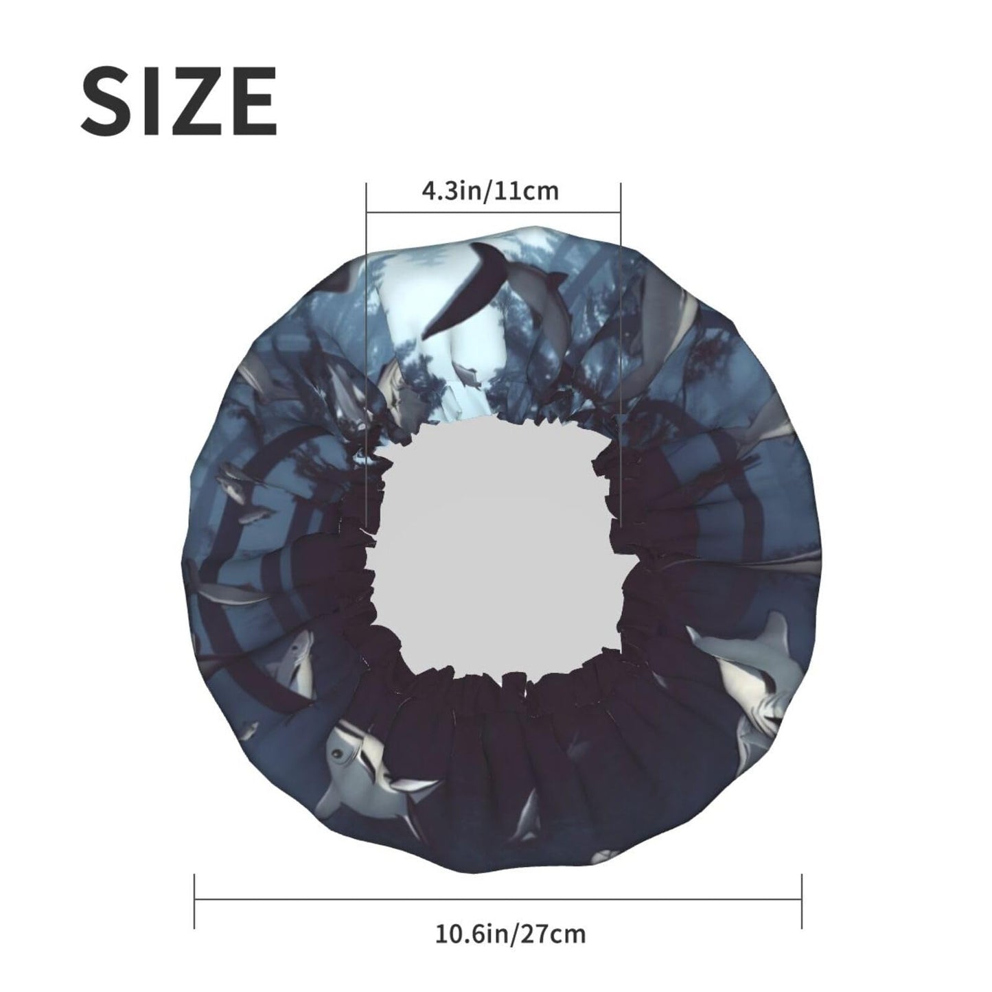 Funny Sharks Design Shower Cap for Women Men Large Reusable Shower Bonnet Double-Layer Waterproof Bath Caps Elastic Band Hair Hat for All Hairstyles Beauty and Personal Care BWLHJKE