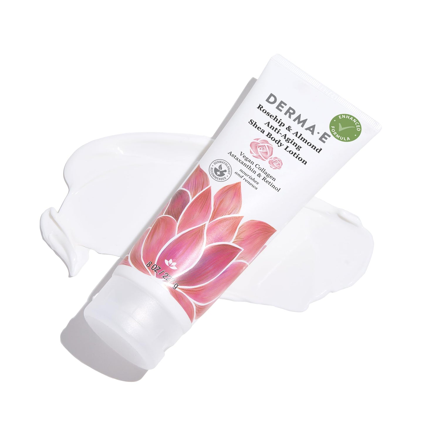 Derma E Rosehip and Almond Anti-Aging Shea Body Lotion - Vegan Flora-Collagen, Retinol and Vitamin E Moisturizer for Dry Skin - Gently Scented Cruelty Beauty & Personal Care Derma E