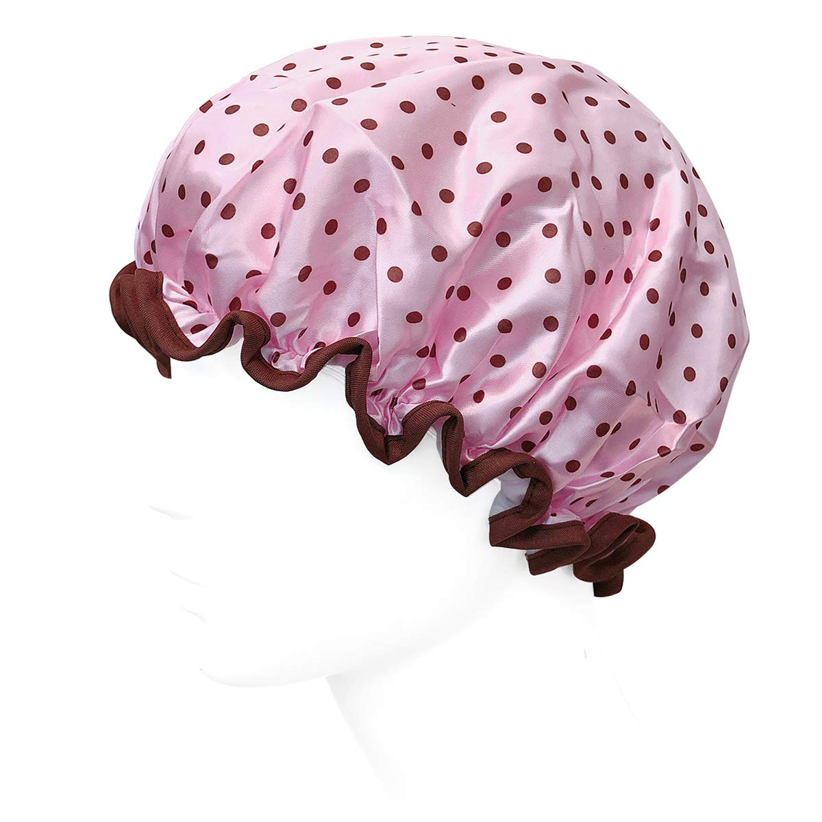 allydrew Reusable Women's Waterproof Shower Caps for Long Hair, Pink Polka Dots Beauty & Personal Care allydrew