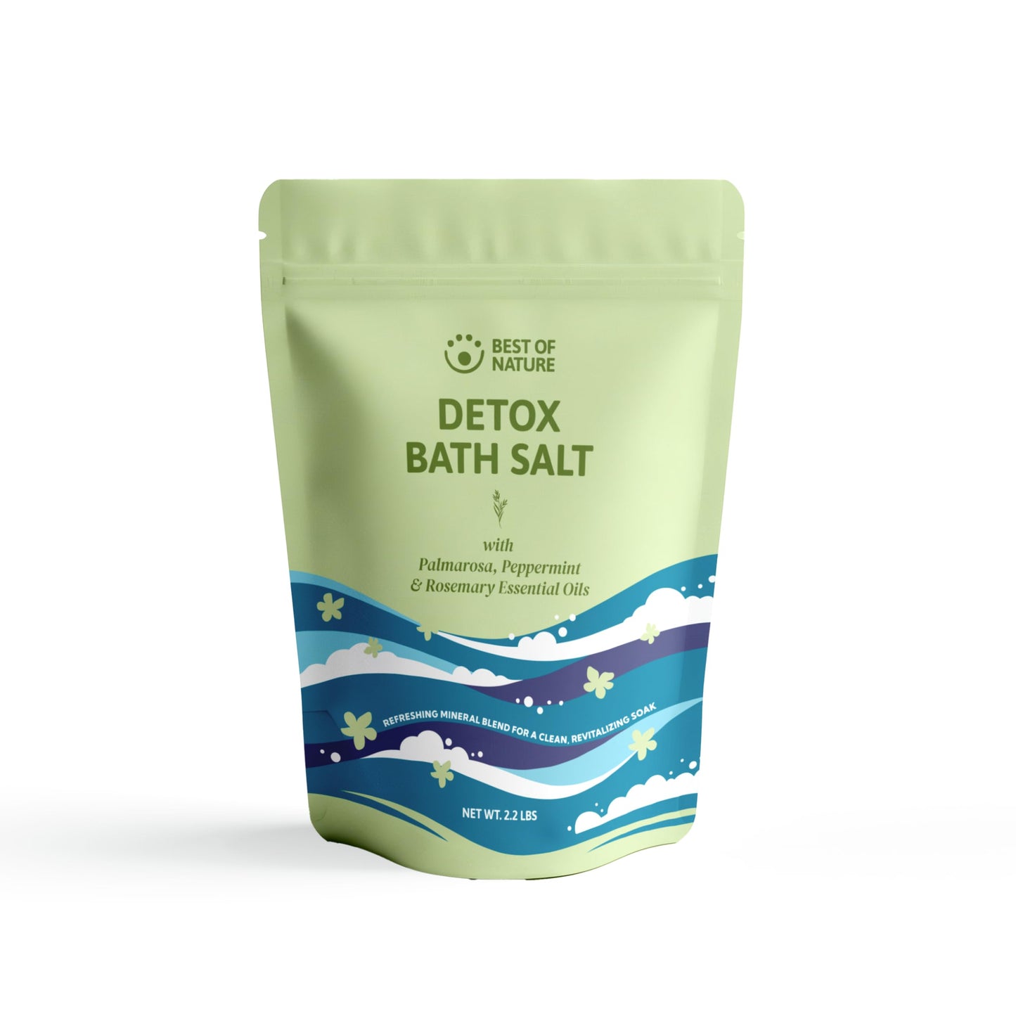 Best of Nature Detox Epsom Salt Bath Soak with Peppermint, Rosemary & Palmarosa Essential Oils, Mineral-Rich Bath Salts, Resealable Bag, 2.2 lb Beauty and Personal Care Best of Nature
