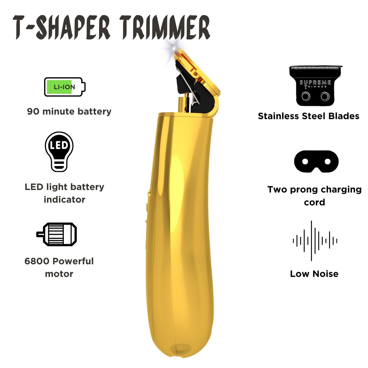 Supreme Trimmer Professional T Shaper - Cordless Hair & Beard Liner for Men - Low Noise, Precision Edger Clippers - Ideal for Sensitive Skin, Kids Beauty and Personal Care Supreme Trimmer