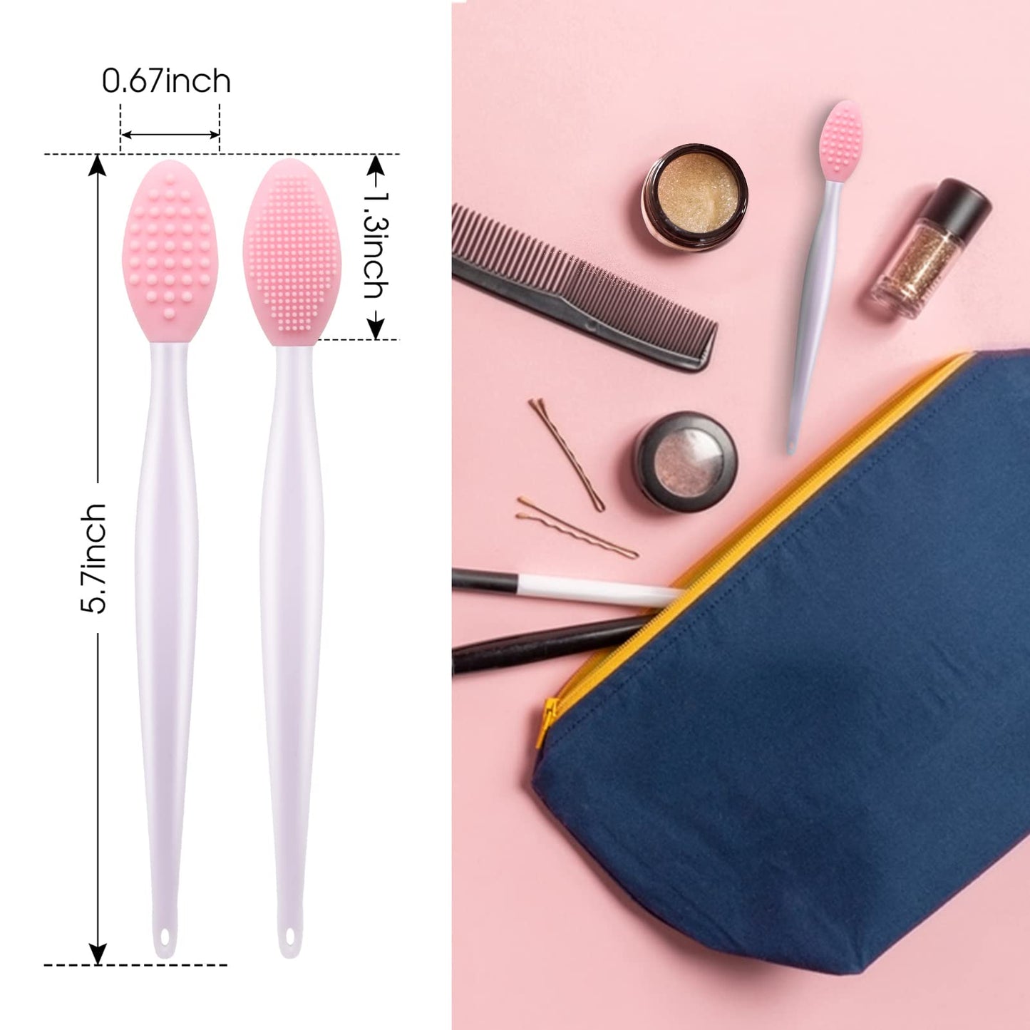 Lip Scrub Brush,Lip Scrubber Exfoliator,Double-Sided Silicone Exfoliating Tool,Gentle Lip Exfoliator Scrubber Brush for Smooth,Soft,Bright,and Healthy Beauty & Personal Care YOUKOOL