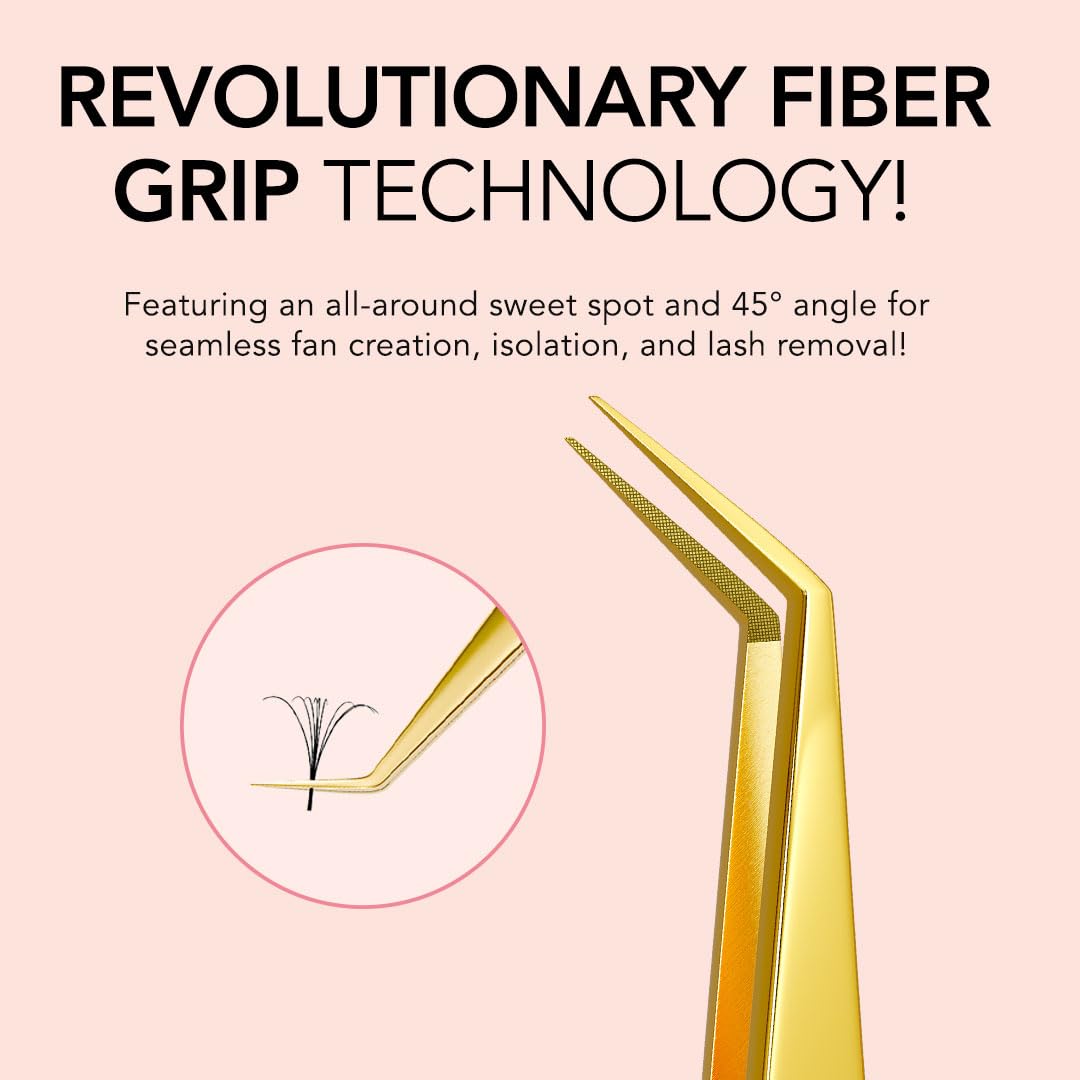 KIARA SKY LASH Tweezer for Eyelash Extensions - Precision Fiber Tip Grip - Volume, Mega Volume, and Lash Removal Fills - Comfortable Ergonomic Design Beauty and Personal Care KIARA SKY