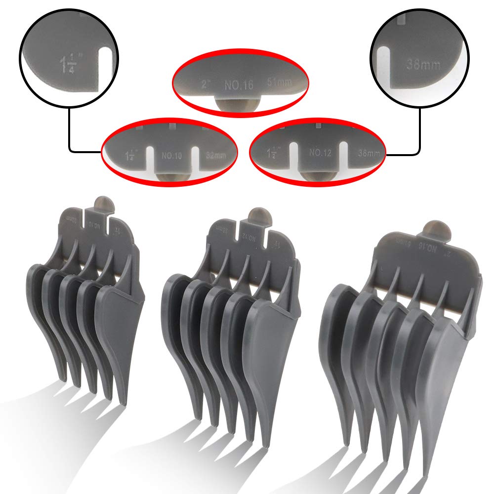 CR8GR8 Hair Clipper Guards, 3 Count - Includes NO.10, NO.12, NO.16 - Fits Most Wahl Clippers, 1.5 inch & 1.25 inch & 2 inch, Gray