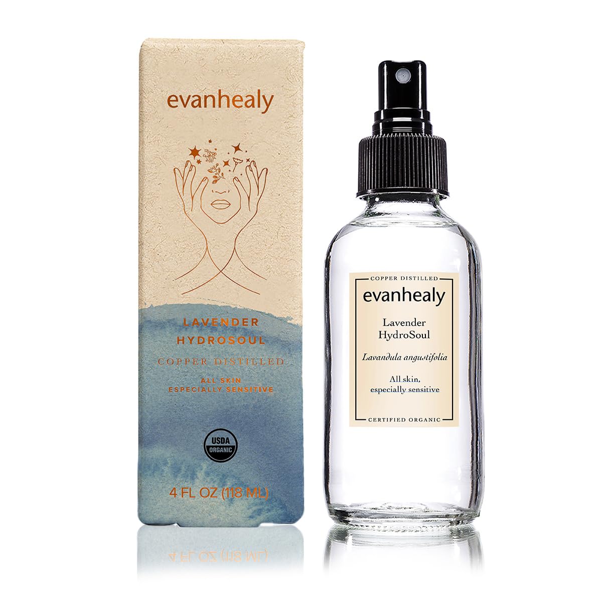 evanhealy Lavender HydroSoul - Copper Distilled Hydrosol - Calms Redness, Soothes Irritated Reactive Skin - Organic Lavender Facial Tonic - Calming Beauty and Personal Care evanhealy