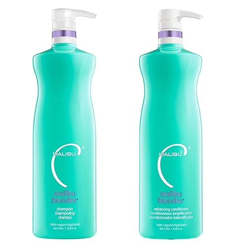 Malibu C Blondes Enhancing Shampoo & Conditioner Duo (33.8 oz) - Revitalizing Purple Shampoo & Conditioner for Hair Health + Brilliancy - Blondes Hair Beauty & Personal Care Malibu C