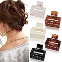 ATODEN Square Hair Clips Set - 5 Pcs Mini Acrylic Claw Clips for Short, Thin and Medium Hair, Non-Slip Hair Clamps and Jaw Clips, Hair Accessories Beauty & Personal Care Atoden