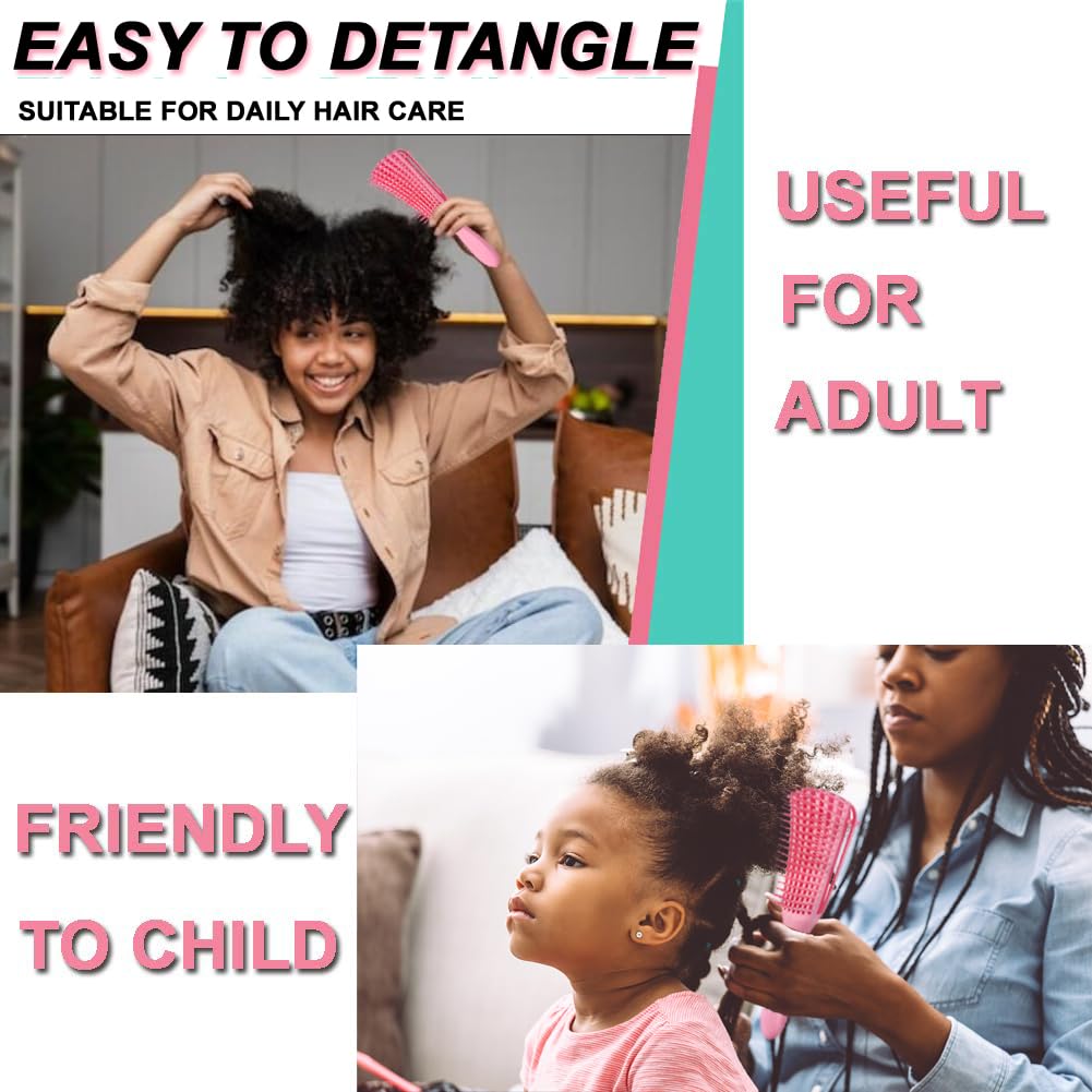 EZ Detangler Brush with Edge Brush, Rat Tail Combs Set for Natural, Curly, Wet/Dry, Black Hair, Flex Detangling Brush set for Hair Style and Cuting Beauty & Personal Care MISSUHUI