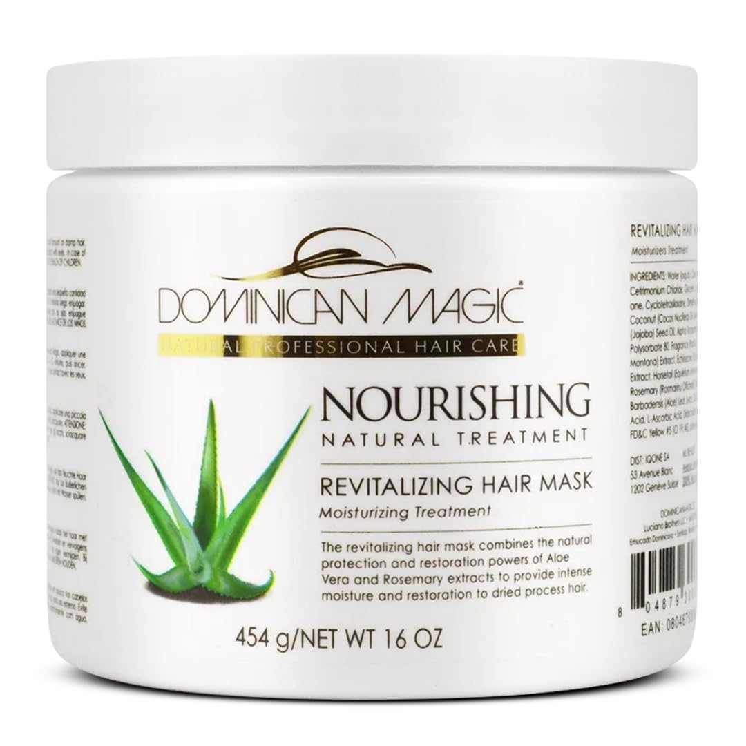 DOMINICAN MAGIC Nourishing Revitalizing Hair Mask with Aloe Vera, Hair Treatment, Deep Repair & Revitalize for Dry, Damaged Hair, All Hair Types, 16oz Beauty & Personal Care DOMINICAN MAGIC