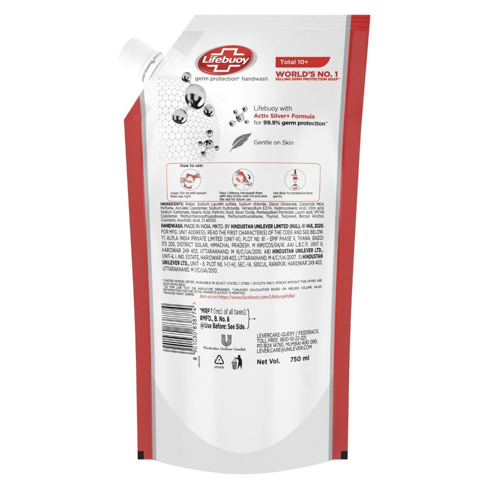Lifebuoy Total 10 Activ Naturol Germ Protection Handwash Refill, 750 ml Beauty & Personal Care Lifebuoy