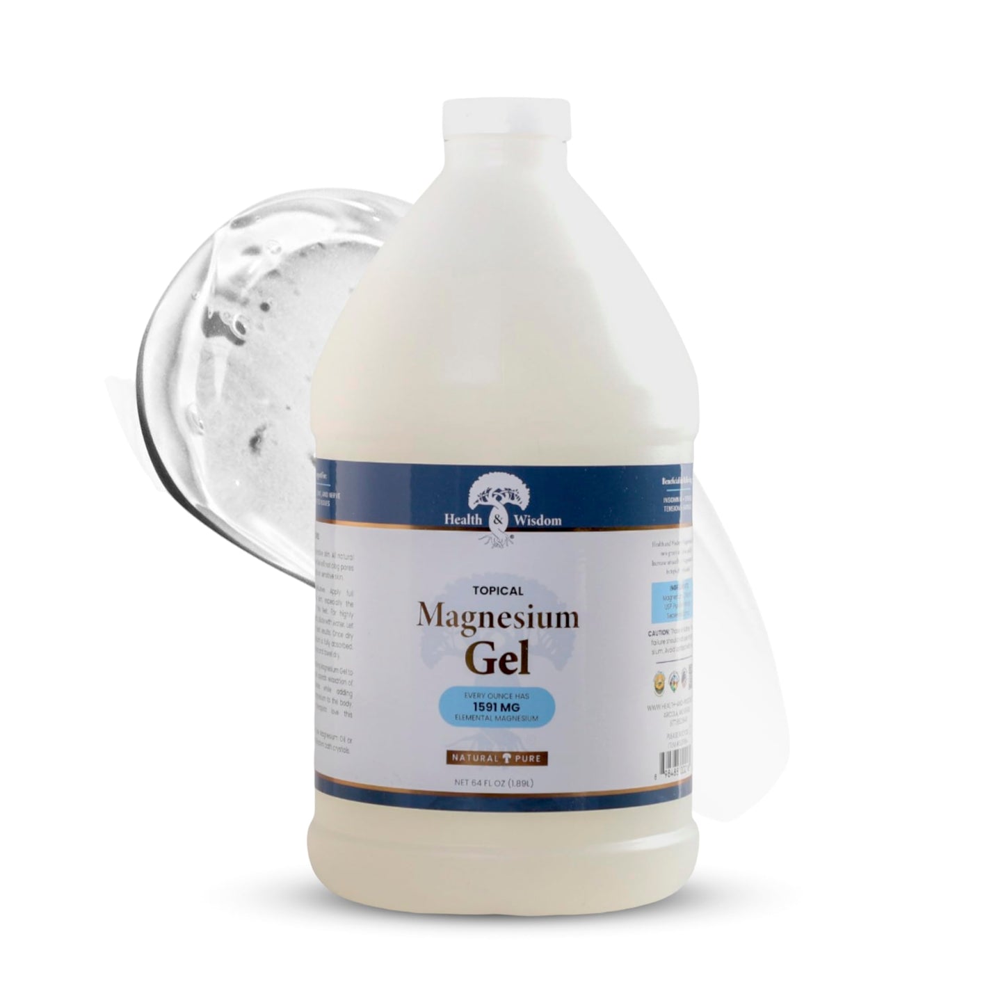 Health & Wisdom Pure Magnesium Gel with Seaweed Extract - USP Grade Topical Muscle & Joint Relief- Natural and Pure Skin & Scalp Moisturizing Beauty & Personal Care Health and Wisdom