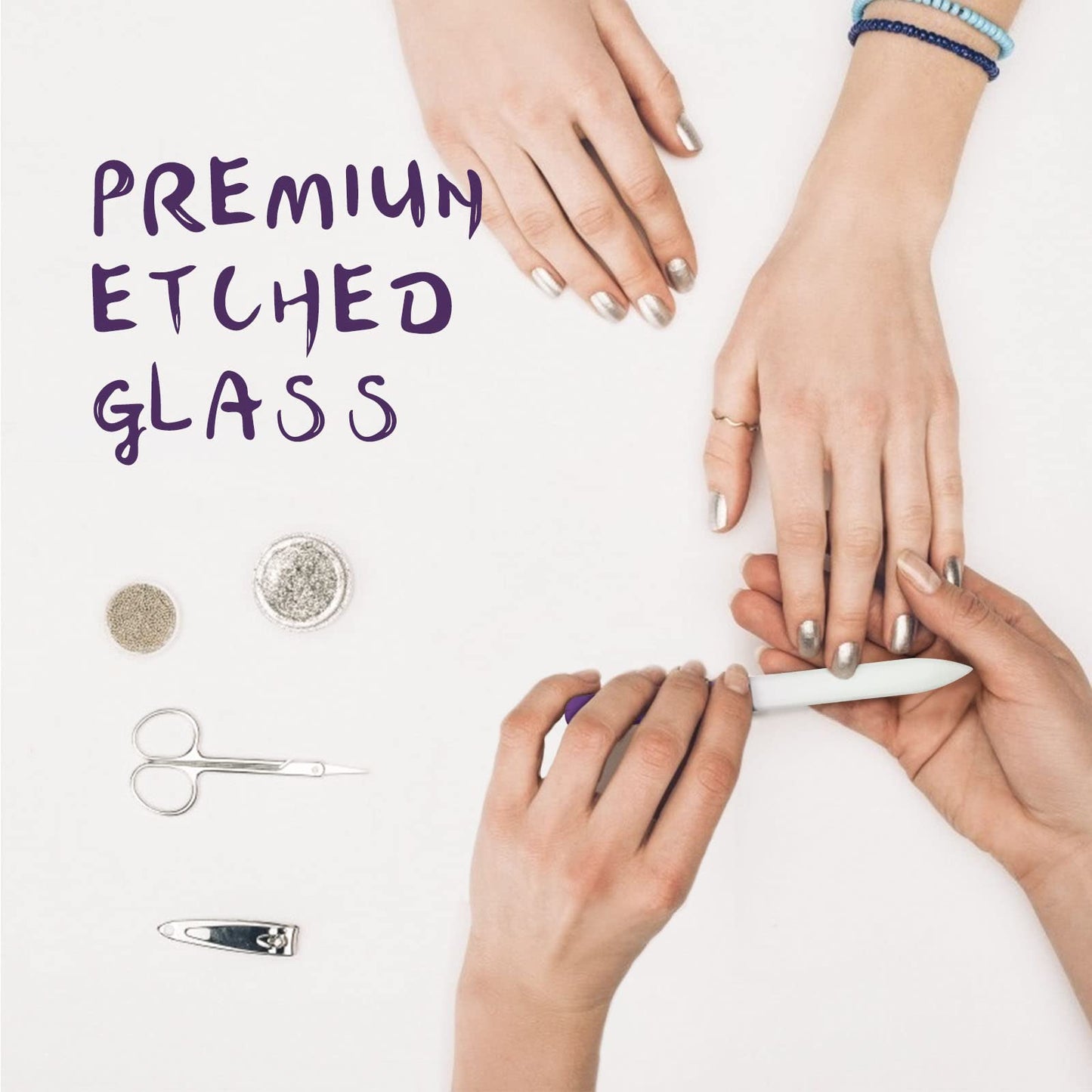 3 Pack Crystal Glass Fingernail File with Case for Natural Nail Professional Czech Glass File Double-Sided Etched Gentle Nail Care Stocking Stuffers Beauty and Personal Care Diodiva