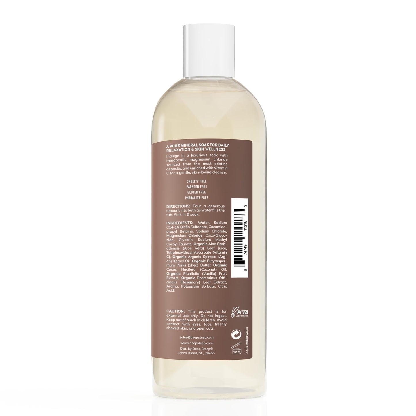 Deep Steep Magnesium Bubble Bath, 15.6 oz - Foaming Soak with Magnesium, Coconut Oil, Aloe, Vitamin C, Shea Butter & Argan Oil - Vegan, Clean Beauty Beauty and Personal Care Deep Steep