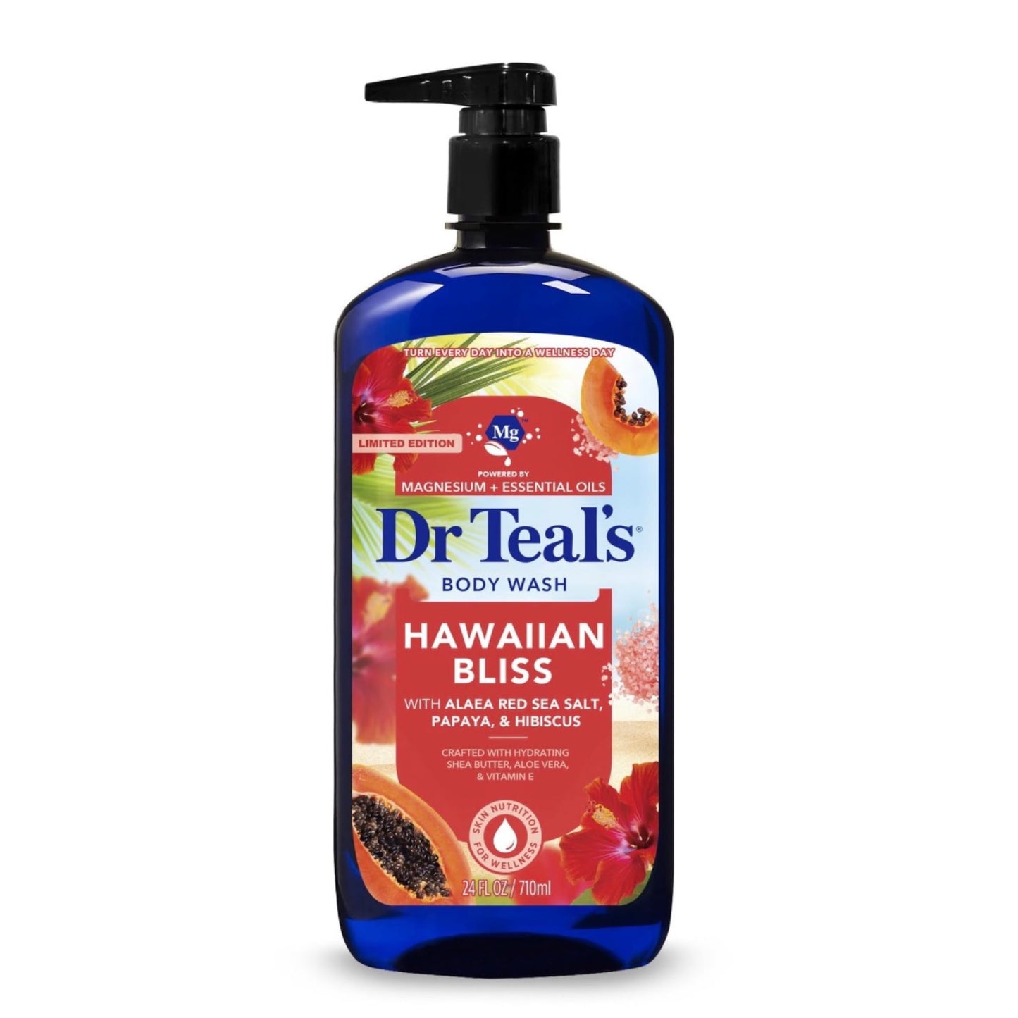 Dr Teal's Hawaiian Bliss Body Wash with Alaea Red Sea Salt, Papaya and Hibiscus, Magnesium and Essential Oils, 24 Fl Oz, 2 Pack Beauty & Personal Care Dr Teal's