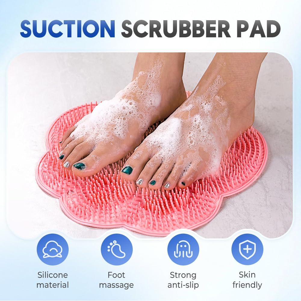 2 PC Silicone Body Scrubber Set,Foot Scrubber in Shower and Hand Held Silicone Face/Body Scrubber,Soft Wash Mitt,Shower Foot Scrubber Mat,Deep Beauty and Personal Care LMMYUN