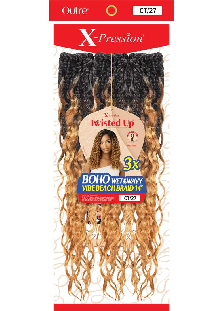 Outre X-Pression - Twisted Up - Boho Wet & Wavy Vibe Beach Braid 14" 3X (DARK BROWN 2)
