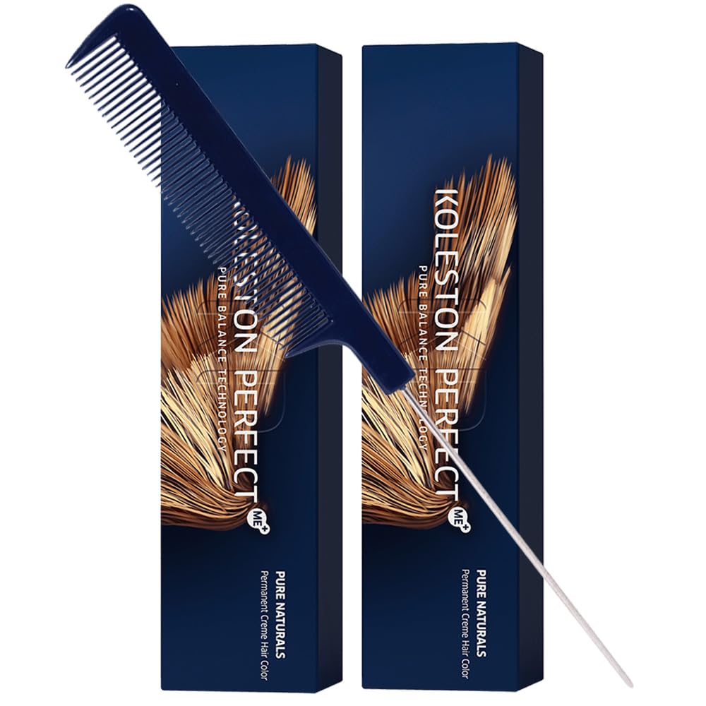 Koleston Perfect ME+ 4/07 Medium Brown/Natural Brown Permanent Hair Color Creme 2 Ounce (Pack of 2) With Pin Tail Comb - Use with Welloxon Perfect Beauty & Personal Care M Hair Designs