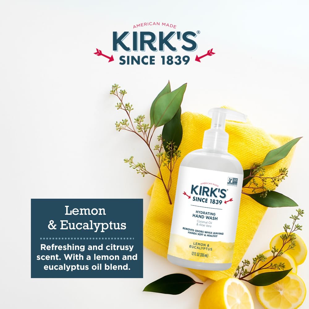 Kirk's Hydrating Hand Wash - Made with Coconut Oil and Aloe Vera, With Odor Neutralizing Technology To Help Eliminate Odors, Non-GMO, Vegan, Lemon Beauty & Personal Care Kirk's