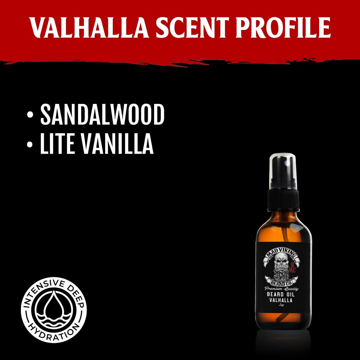 Mad Viking Valhalla Beard Oil - Hydrate, Soften And Grow Your Beard Naturally. Fight Itch And Dandruff With A Smooth Sandalwood & Vanilla Scent, Made Beauty and Personal Care MAD VIKING BEARD CO.
