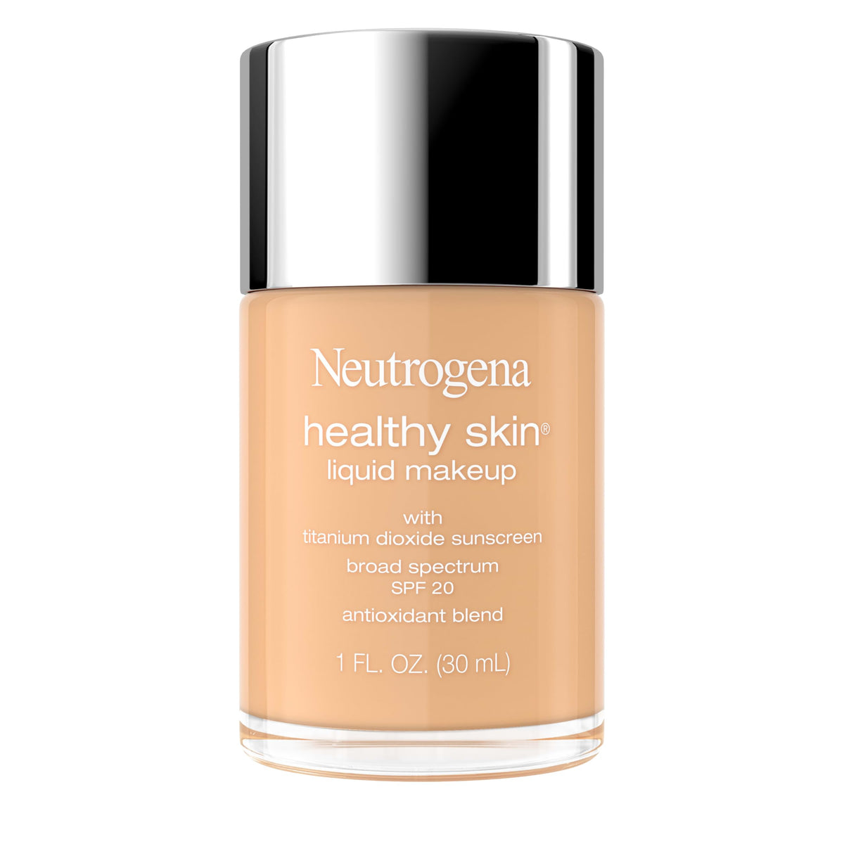 Neutrogena Healthy Skin Liquid Foundation Makeup Broad Spectrum SPF 20 Sunscreen, Medium Coverage, Vit B5, Antioxidants, All Day Wear, Sand 250N, 1 Beauty & Personal Care Neutrogena