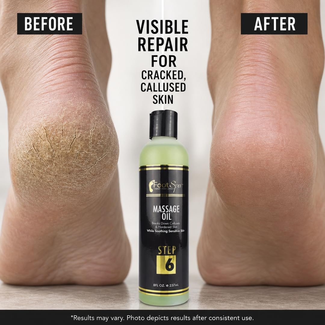 Foot SPA Pedicure Massage Oil - Tea Tree, Peppermint & Eucalyptus Blend for Callus Softening & Cracked Heel Repair | Cooling Relief | Professional Beauty & Personal Care FootSpa