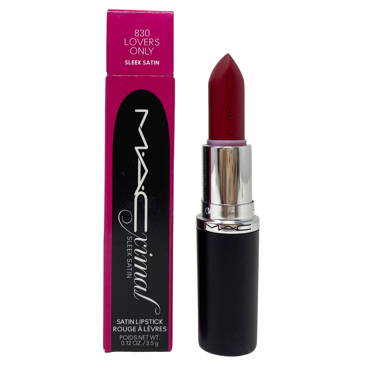 MAC Cosmetics M.A.Cximal Sleek Satin Lipstick - 830 Lovers Only (Raspberry pink) 0.12 oz / 3.5g
