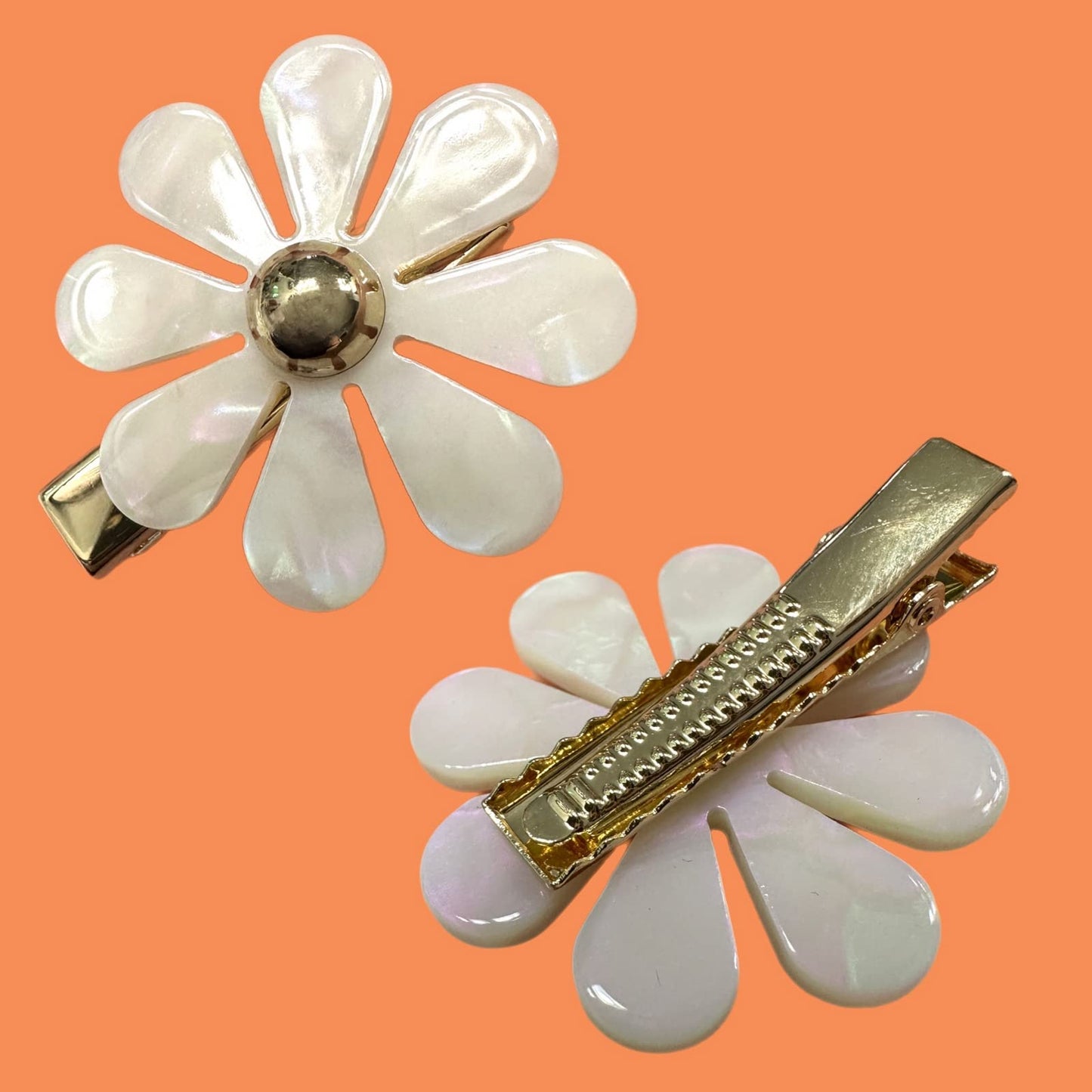 Each Jewels Flower Hair Clips 2 Pack, Shiny Pearl petals Daisy Hair Clips Beauty & Personal Care ALAZCO