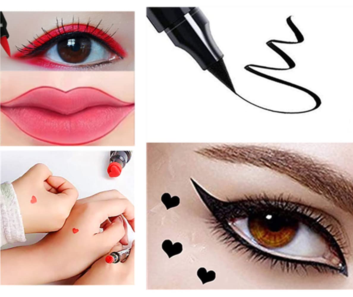 Go Ho 2 PCS Waterproof Liquid Eyeliner Stamps,Double-side Black&Red Smudge-proof Eye Liner,Heart Stamp Eyeliner for Halloween Costumes Beauty & Personal Care Go Ho
