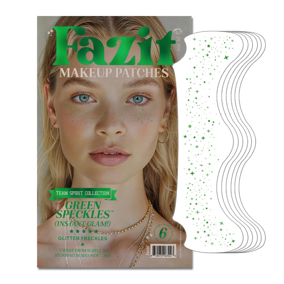 Fazit Green Speckles - Glitter Freckle Makeup Patches - Shimmering Faux Freckles & Body Glitter - Waterproof, Long-Lasting Instant Glamour Beauty & Personal Care Fazit
