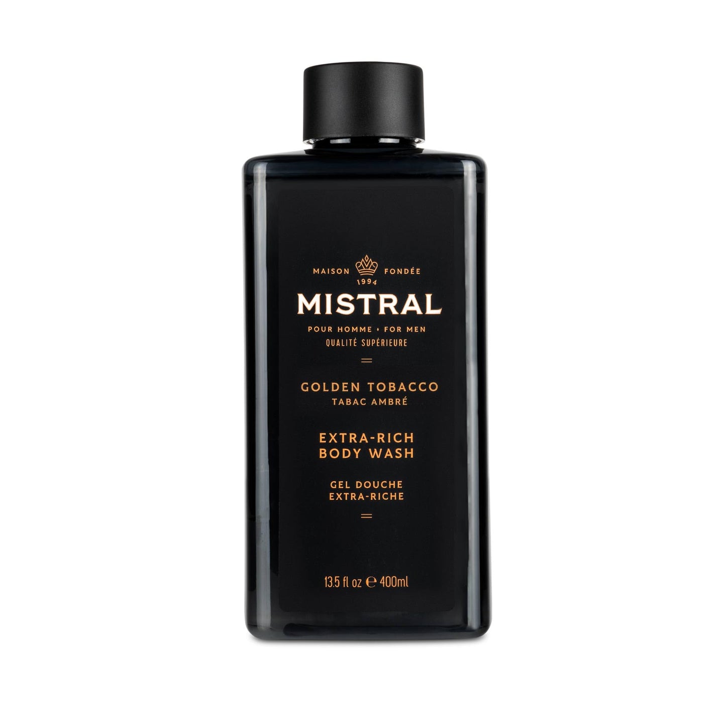 Mistral Men's Body Wash & Shampoo, Golden Tobacco 13.5 oz | 2-in-1 Natural Shower Gel for Men | SLS, Paraben & Phthalate Free | Natural Men’s Body Beauty & Personal Care Mistral