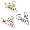 Emoly 3 Pack Large Metal Claw Clips Hollow Non-slip Hair Catch Jaw Clamp for Women Girls Hair Barrette for Fixing Hair (Silver&Gold&Rose Gold) Beauty & Personal Care Emoly