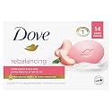 Dove Beauty Bar Soap Rebalancing White Peach & Rice Milk, 14 Count for a Nourished and Moisturized Skin, with ¼ Moisturizing Cream Plant-Based Beauty & Personal Care Dove
