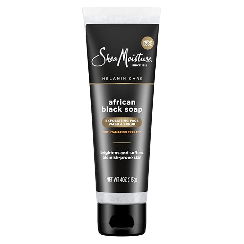 SheaMoisture Facial Wash and Scrub African Black Soap for Blemish Prone Skin to Clarify Skin 4 oz Beauty & Personal Care Shea Moisture