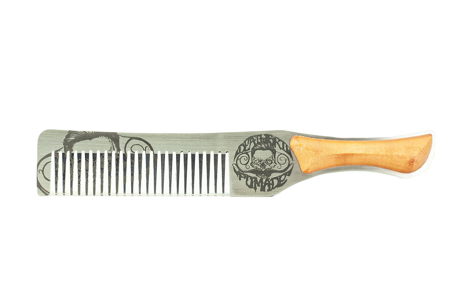 Death Grip Steel Metal Handcrafted Wood Handle Hair Comb | Perfect for Styling Pompadour | Men's Beard & Handlebar Mustache - Small Comb Not A Brush Beauty & Personal Care Death Grip