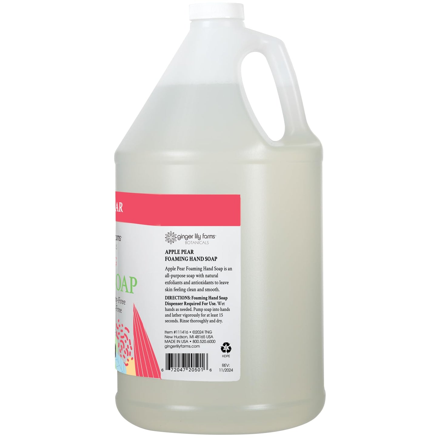 Ginger Lily Farms Botanicals All-Purpose Foaming Hand Soap Refill, 100% Vegan & Cruelty-Free, Apple Pear Scent, 1 Gallon (128 fl oz) Beauty & Personal Care Ginger Lily Farms