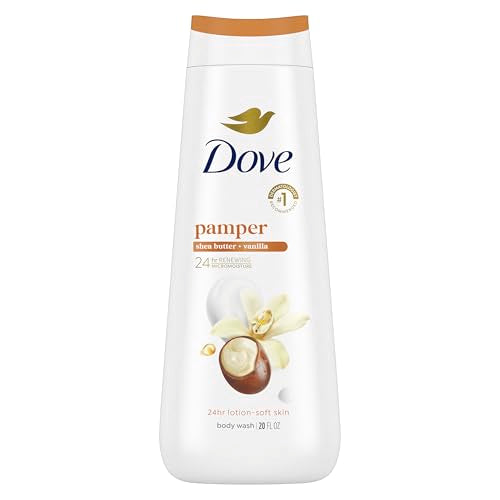 Dove Body Wash Pamper Shea Butter & Vanilla for 24hr Lotion-Soft Skin Moisturizing Skin Cleanser with No Sulfates No Parabens 20 oz Beauty & Personal Care Dove