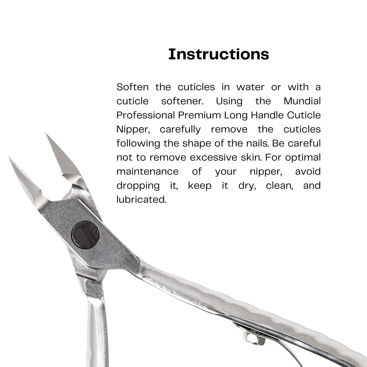 Professional Cuticle Nipper Mundial 772 PR - Brazilian Manicure Quality Long Handle Stainless Steel Trimmer Cutter for Fingernails and Toenails Beauty & Personal Care Mundial