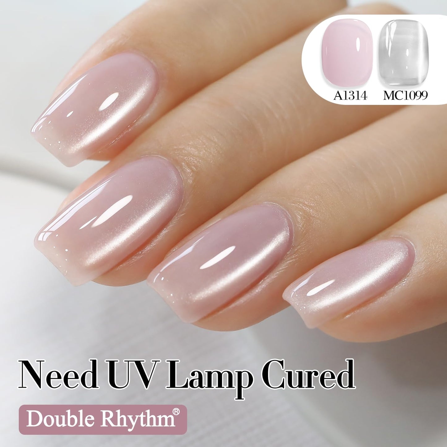 Double Rhythm Jelly Glass Cat Eye Gel Polish with Magnet 15ML Holographic Glitter Shimmer Translucent Sheer Color Magnetic Nail Polish Salon DIY at Beauty and Personal Care Double Rhythm