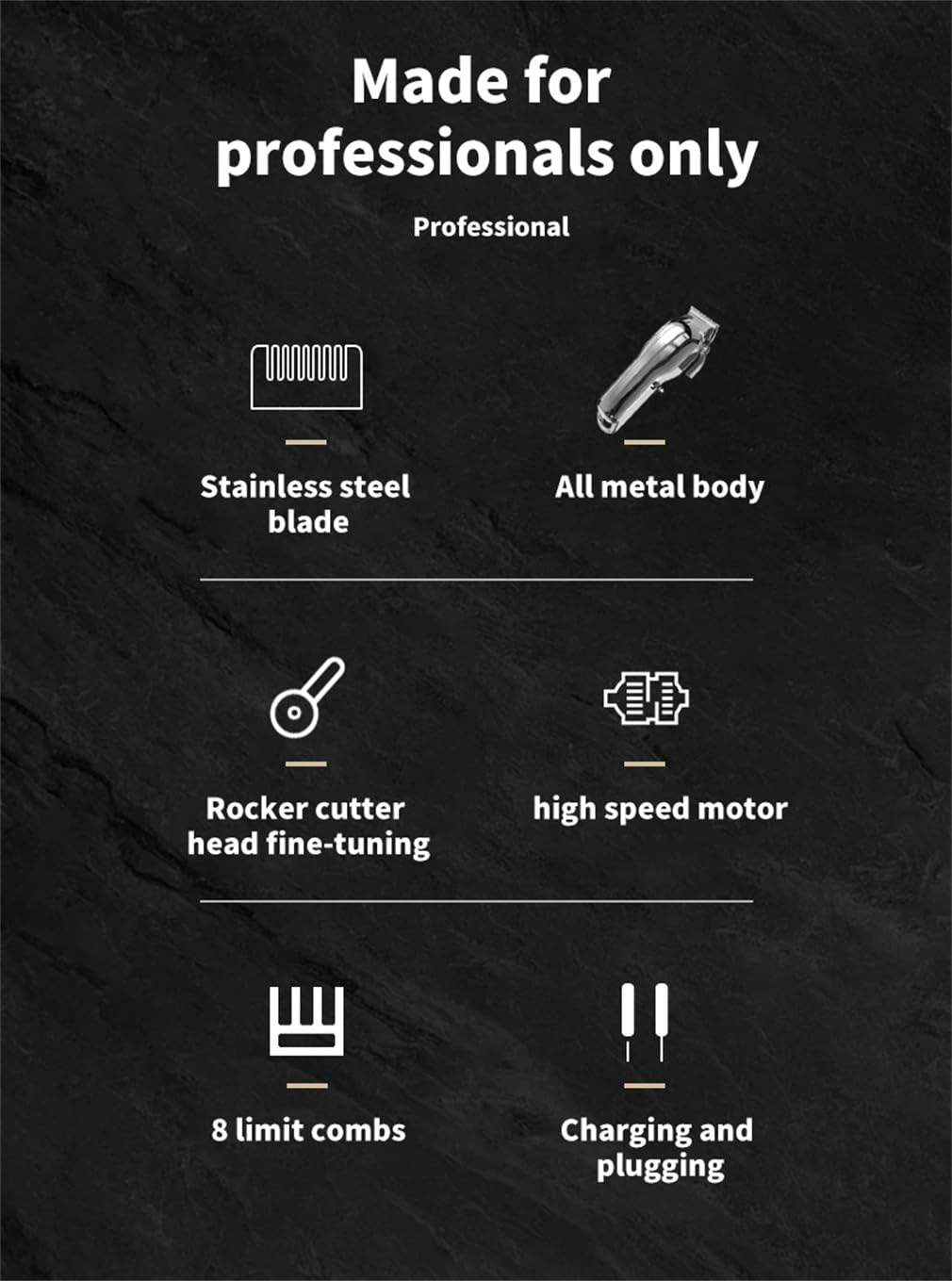 WFGLH Hair Clippers & Trimmer for Men, Cordless Rechargeable Clippers for Hair Cutting - 4 Limit Combs, Stainless Steel Blades Hair Trimmer Or Beauty and Personal Care WFGLH