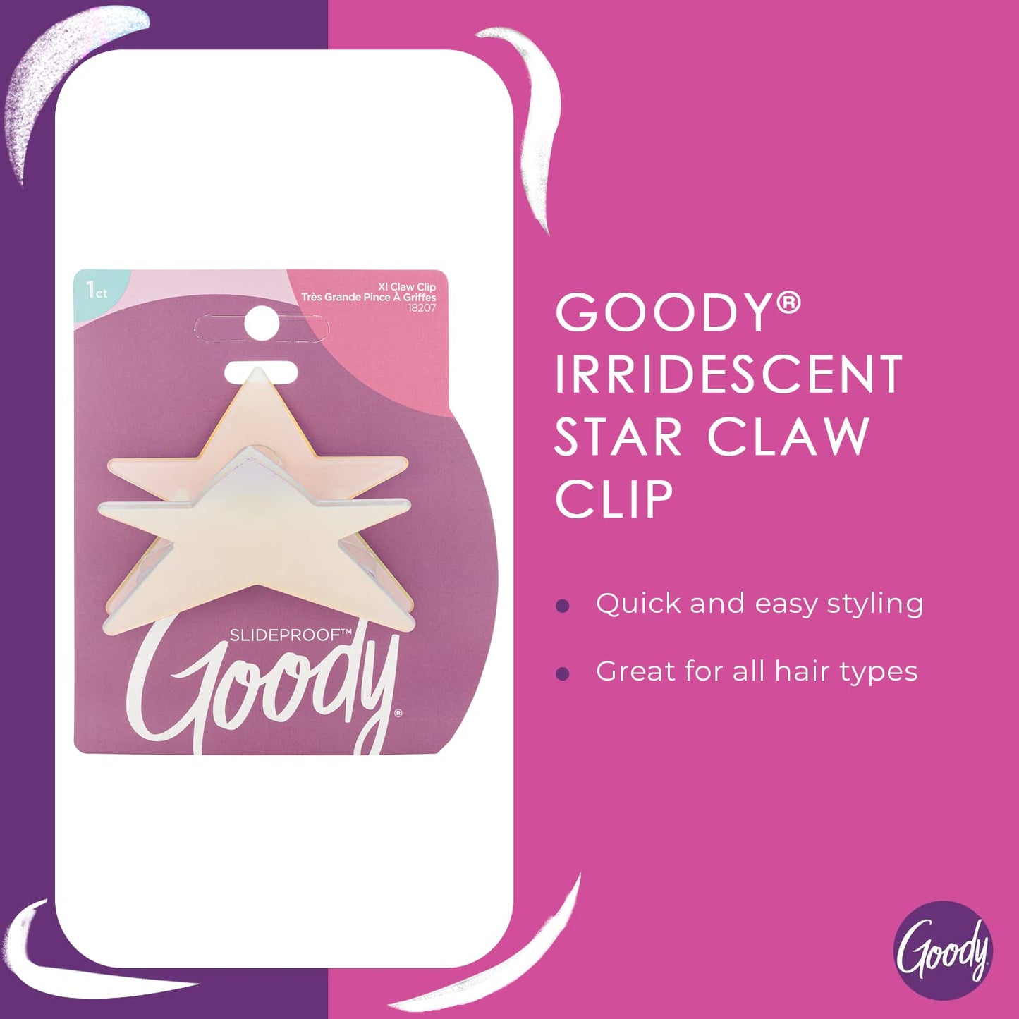 Goody Nostalgia Large Star Claw Clip, 1 Ct, Secure Grip Hair Clip for Women, Men, Boys & Girls, Comfortable & Fun Hair Styling Accessories for All Beauty & Personal Care GOODY