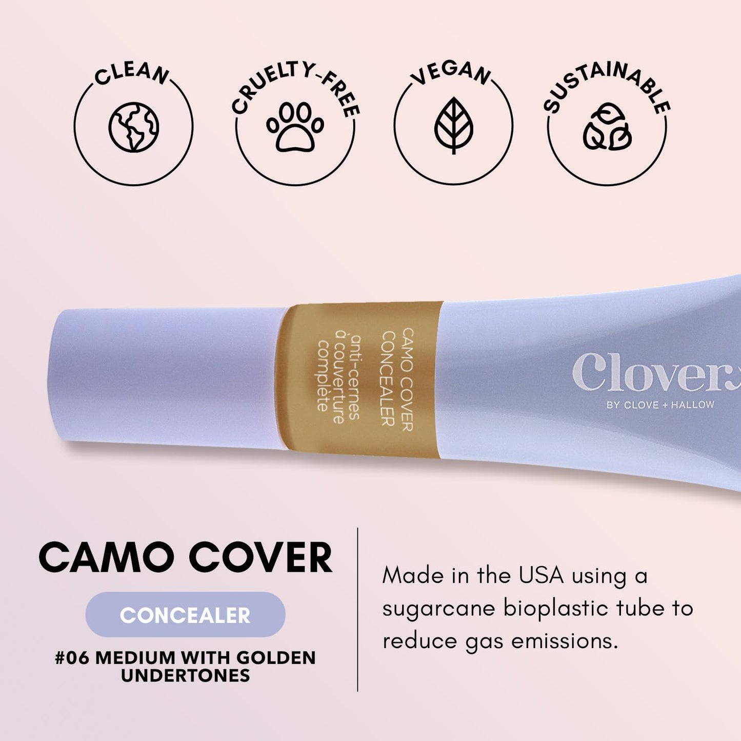 Clover Camo Cover Face & Under Eye Concealer Cruelty-Free & Vegan Natural Makeup Beauty & Personal Care Clover