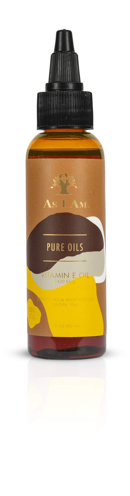 As I Am Pure Oils Vitamin E Oil - 2 Ounce - 100% Pure D-Alpha Tocopherol - Super Anti-Oxidant - Fights Free Radicals - Prevents UV Damage - Preserves Beauty & Personal Care As I Am